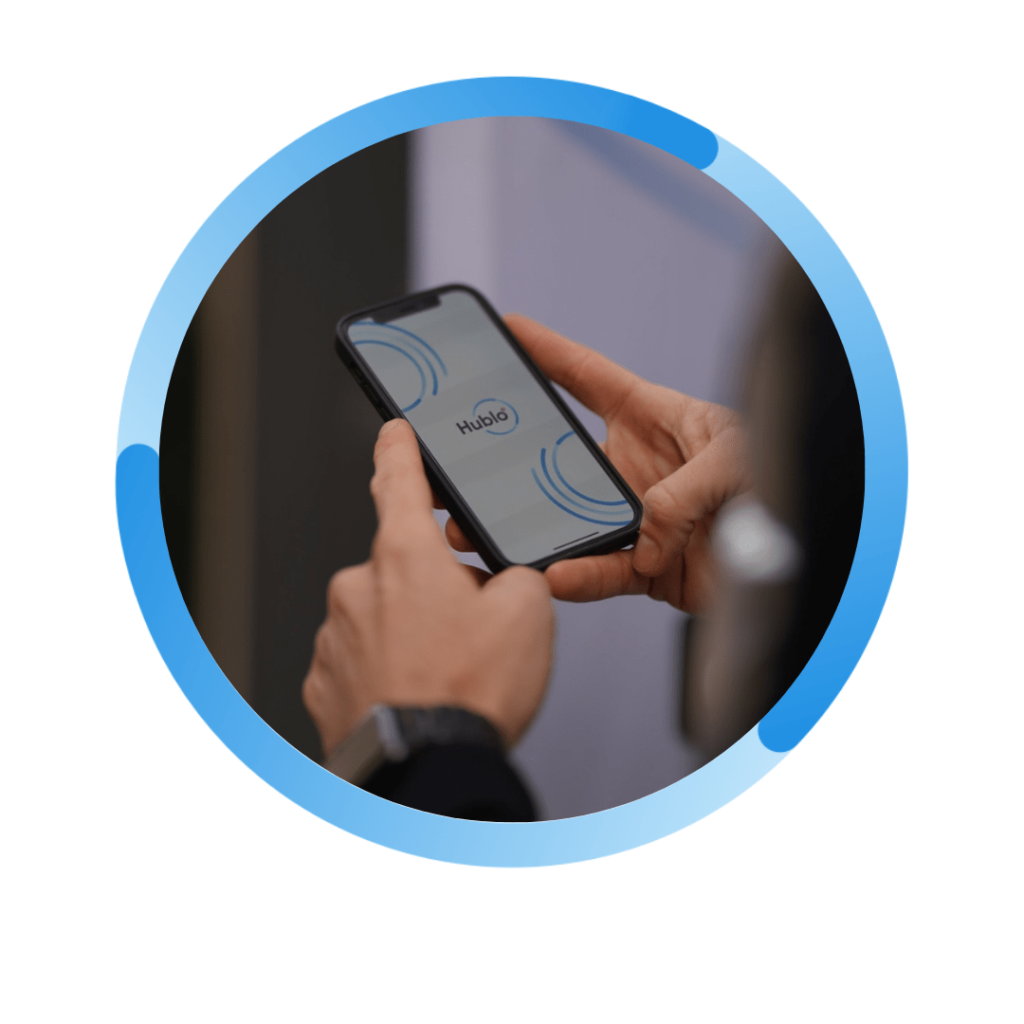 écran d'accueil de l'application Hublo sur mobile
