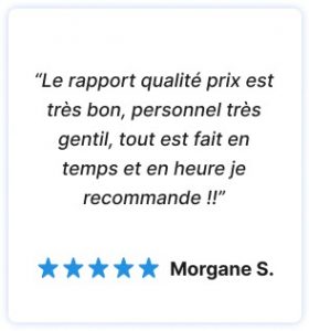 avis 5 étoiles d'un client satisfait du service Hublo. Rapport qualité/prix du service à domicile
